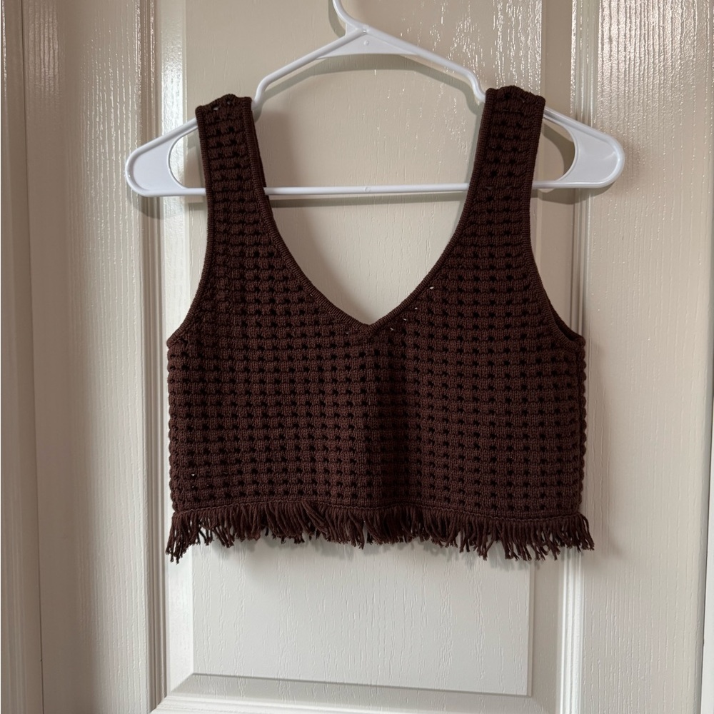 NWT Reformation Lieta cotton open knit set in chestnut - size s - Picture 7 of 9